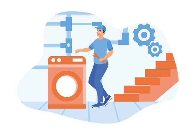 Arbeiter repariert unterirdische Abwasserleitungen  Illustration