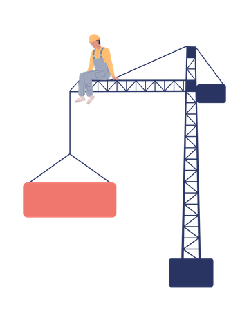 Arbeiter sitzt auf Turmdrehkran  Illustration