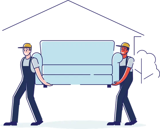 Arbeiter tragen Sofa ins neue Zuhause  Illustration