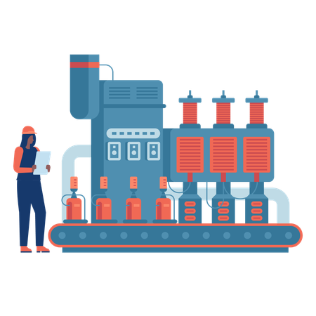 Arbeiter zählt Produktionseinheiten  Illustration