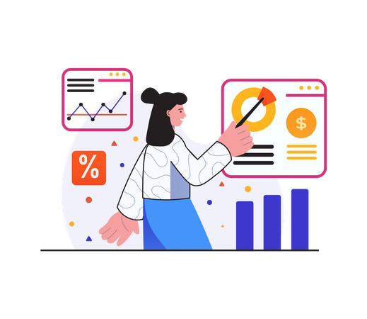 Arbeitgeber hält Präsentation zur Marktanalyse  Illustration