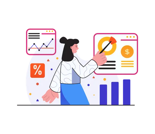 Arbeitgeber hält Präsentation zur Marktanalyse  Illustration