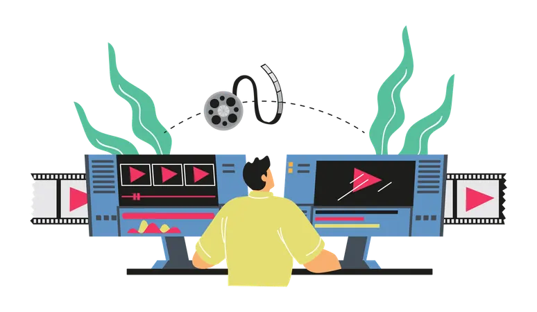 Arbeitsbereich für Videobearbeitung und -produktion  Illustration