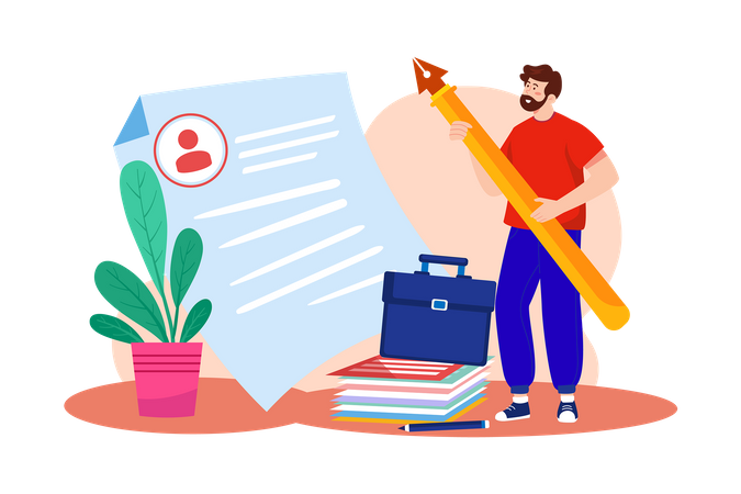 Arbeitssuchende füllen die erforderlichen Unterlagen und Formulare für die Beschäftigung aus  Illustration