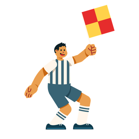 Arbitre tenant le drapeau du match  Illustration