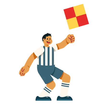 Arbitre tenant le drapeau du match  Illustration