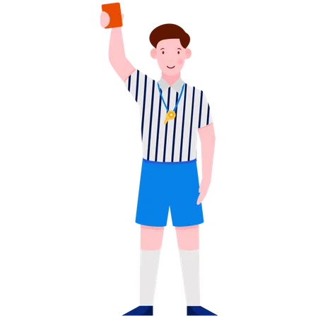 Árbitro de futebol mostrando cartão vermelho  Ilustração