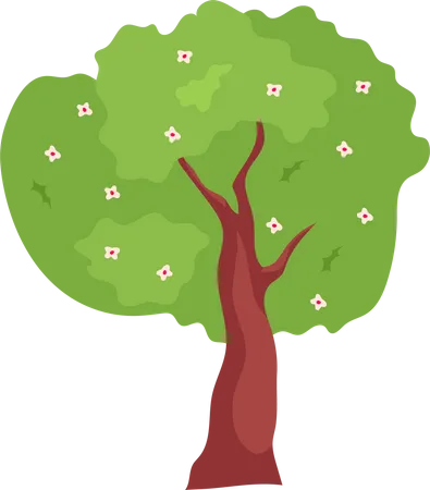 Árbol con ramas florecientes  Ilustración