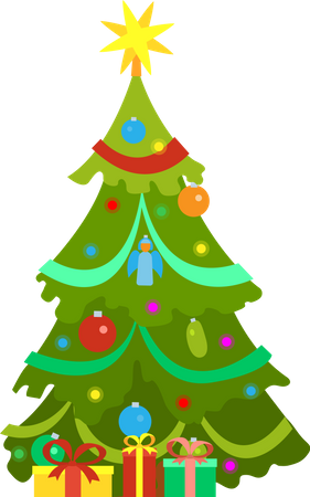 Árbol de navidad decorado  Ilustración