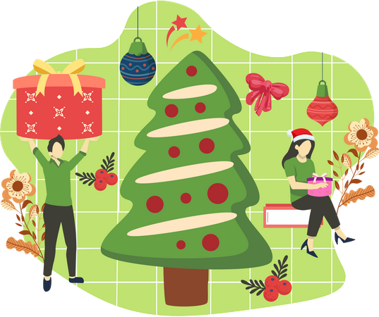 Caramelo de árbol de navidad  Ilustración