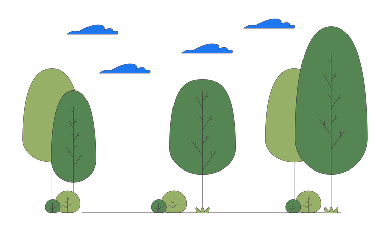 Árboles y arbustos en el parque  Ilustración