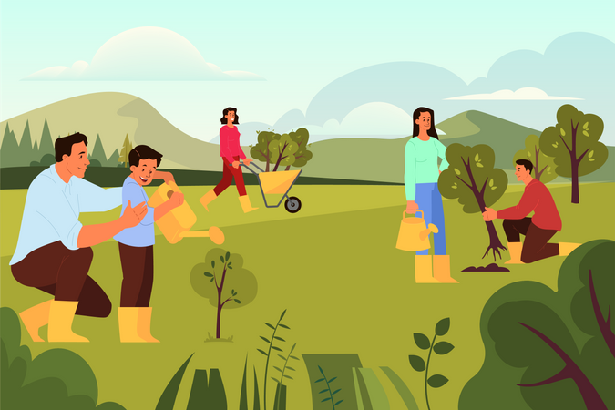 Arbre planté par une communauté caritative  Illustration