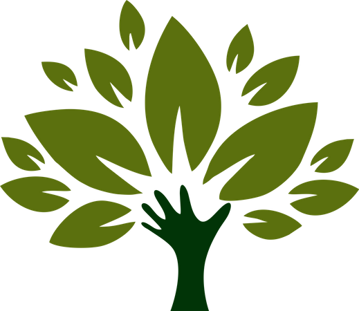 Arbre vert avec des racines  Illustration