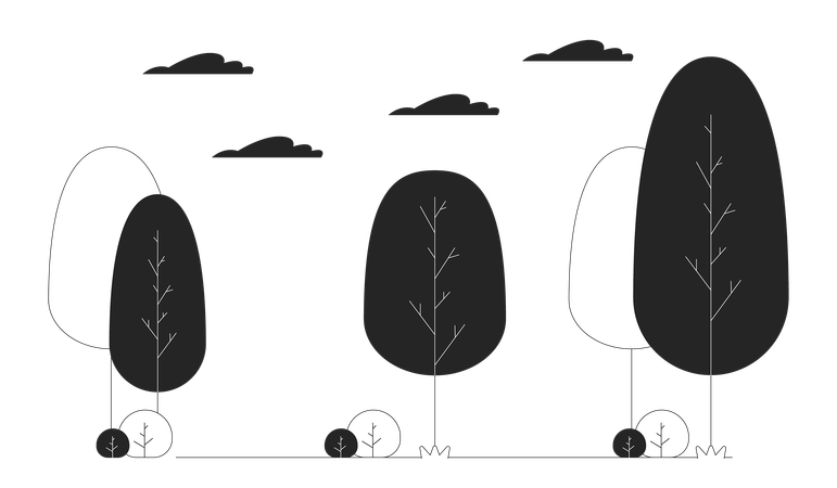 Arbres et buissons dans le parc  Illustration