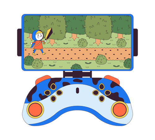 Arcade game on smartphone gamepad  Illustration