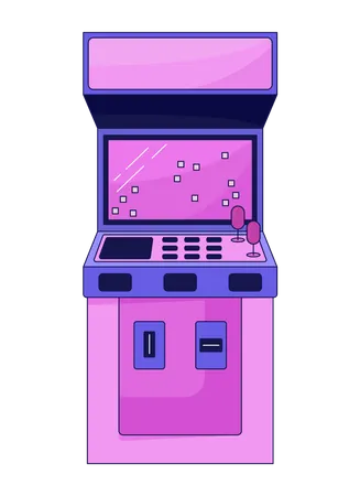 Arcade Video Game Machine Flat Line Color Isolated Vector Object Old School Editable Clip Art Image On White Background Simple Outline Cartoon Spot Illustration For Web Design イラスト