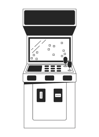 Arcade Video Game Machine Flat Monochrome Isolated Vector Object Old School Editable Black And White Line Art Drawing Simple Outline Spot Illustration For Web Graphic Design Illustration