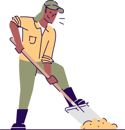 Archaeologist Digging Ground  Illustration