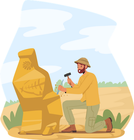 Archäologen erforschen antike Geoglyphen  Illustration