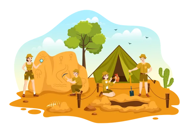 Archeologist doing Excavation  Illustration