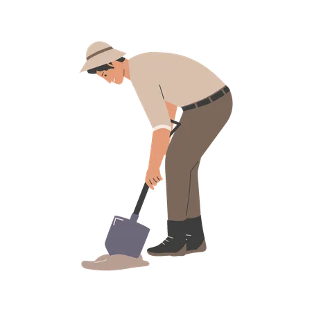 Archeologist Man Characters Illustration Archeologist Activities Concept Flat Style Vector Concept イラスト