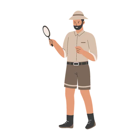 Archeologist Man Characters Illustration Archeologist Activities Concept Flat Style Vector Concept Illustration
