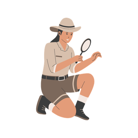 Archeologist woman doing research work  Illustration