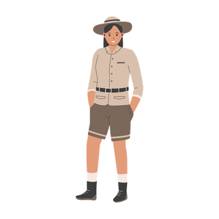 Archeologist woman giving standing pose  Illustration