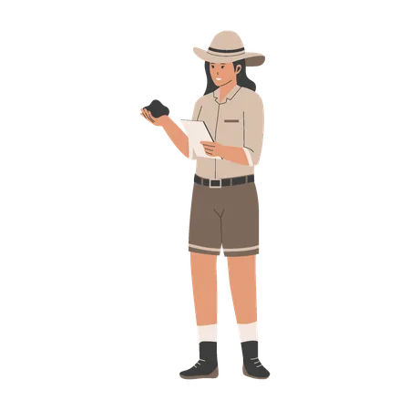 Archeologist Woman Characters Illustration Archeologist Activities Concept Flat Style Vector Concept Illustration