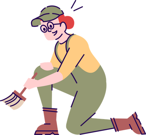 Archéologue féminine avec pinceau  Illustration