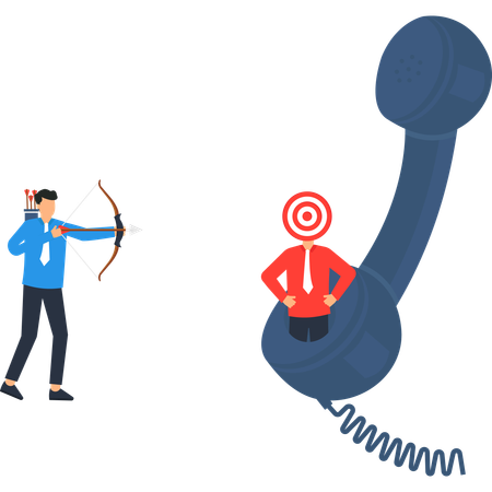 Archer Aiming at Phone Receiver with Target Head Business Strategy  Illustration