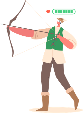 Archer fantastique portant des lunettes de réalité virtuelle  Illustration