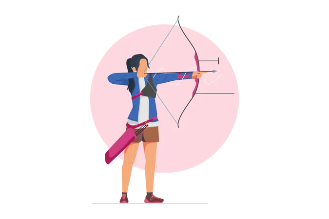 Archer féminin visant la cible  Illustration