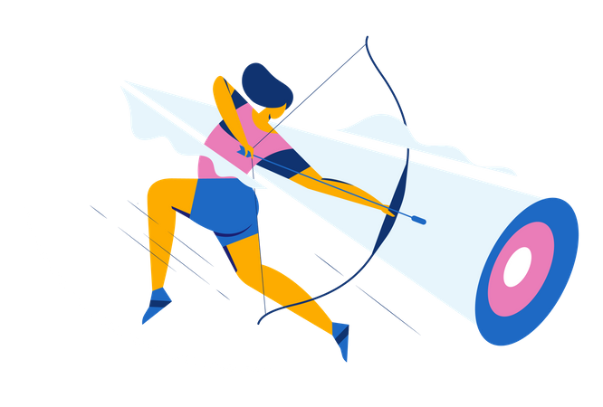 Archer féminin visant la cible  Illustration