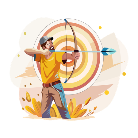 Archer holding arrow and bow  Illustration