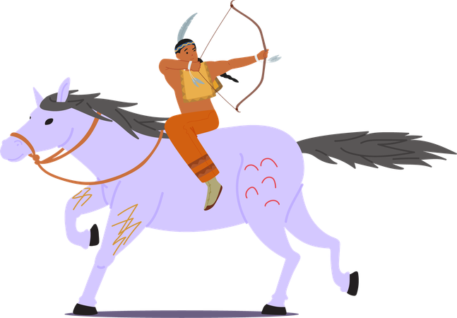 Archery Boy riding horse  Illustration