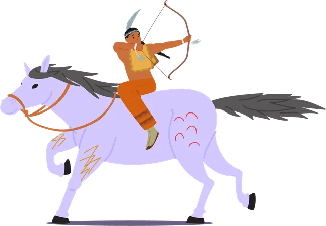 Archery Boy riding horse  Illustration