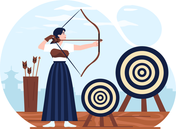 Archery kyudo martial art  Illustration