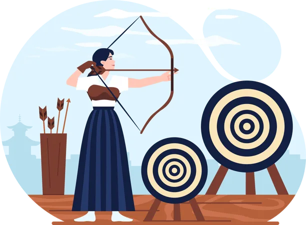 Archery kyudo martial art  Illustration