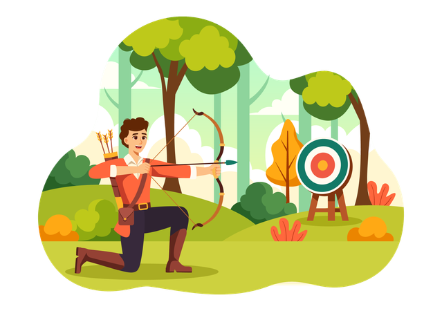 Archery playing in garden  Illustration
