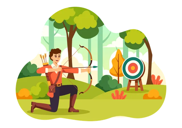 Archery playing in garden  Illustration