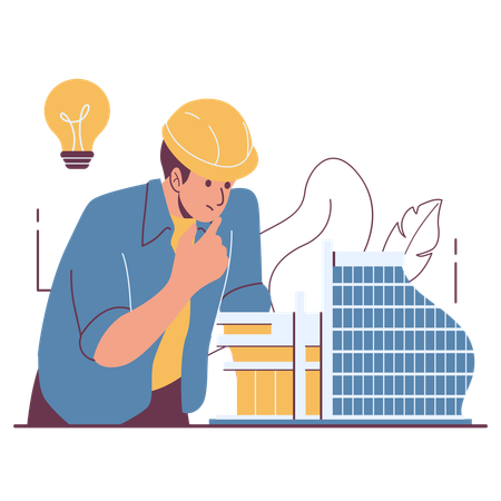 Architect engineer looking while planing design building construction  Illustration