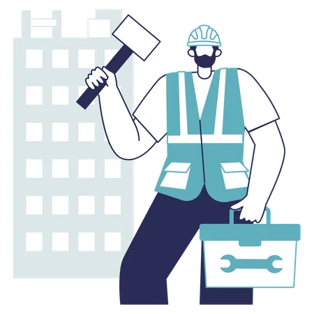 Architect holding toolbox  Illustration