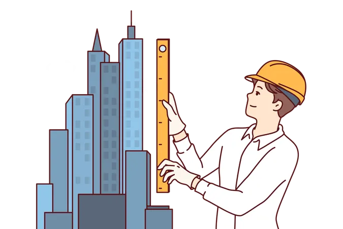 Architect is constructing sky scrapper  Illustration