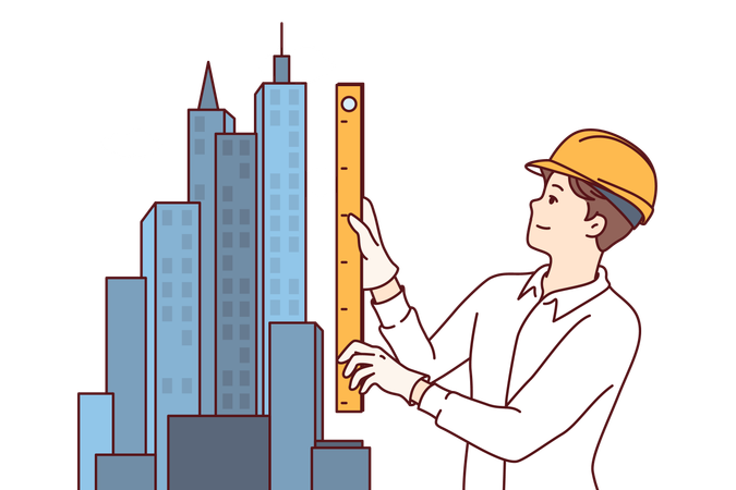 Architect is constructing sky scrapper  イラスト