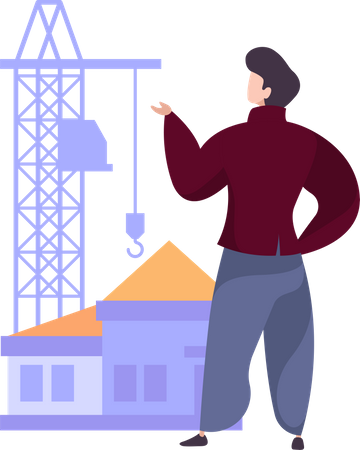 Architect looking at construction site  Illustration