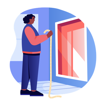 Architect measures room  Illustration
