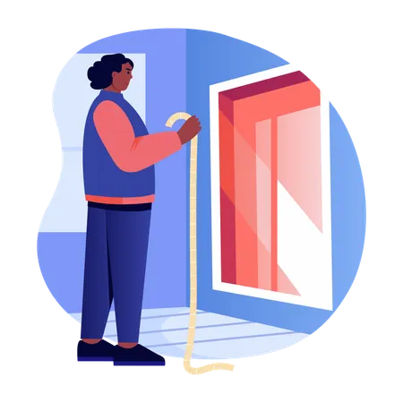 Architect measures room  Illustration