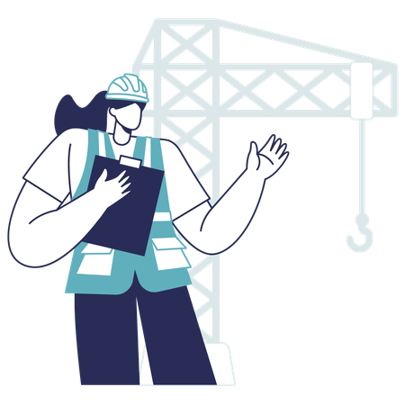 Architect working near Crane Tower  Illustration