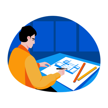 Architect working on prototype  Illustration